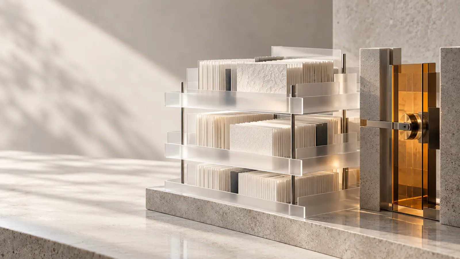 A light-grey editorial scene with a translucent memory archive separated from an amber action gate, representing controlled business use of Meta Muse Wonder.